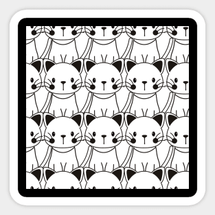 Black And White Cute Cats Pattern Seamless Sticker